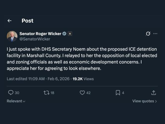 Wicker to Noem screenshot