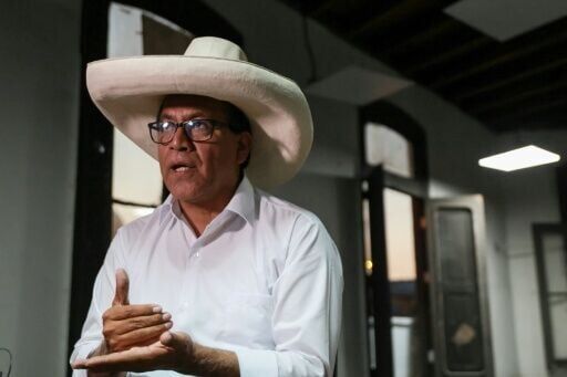 Peruvian right-wing presidential hopeful Rafael Lopez Aliaga gathered hundreds of supporters in Lima